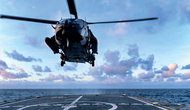 HMAS Anzac conducts MRH90 deck trials