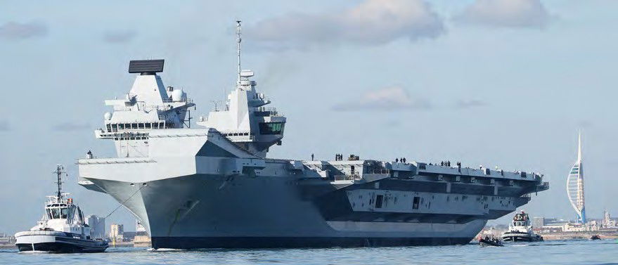 HMS Queen Elizabeth leaves Portsmouth for sea trials