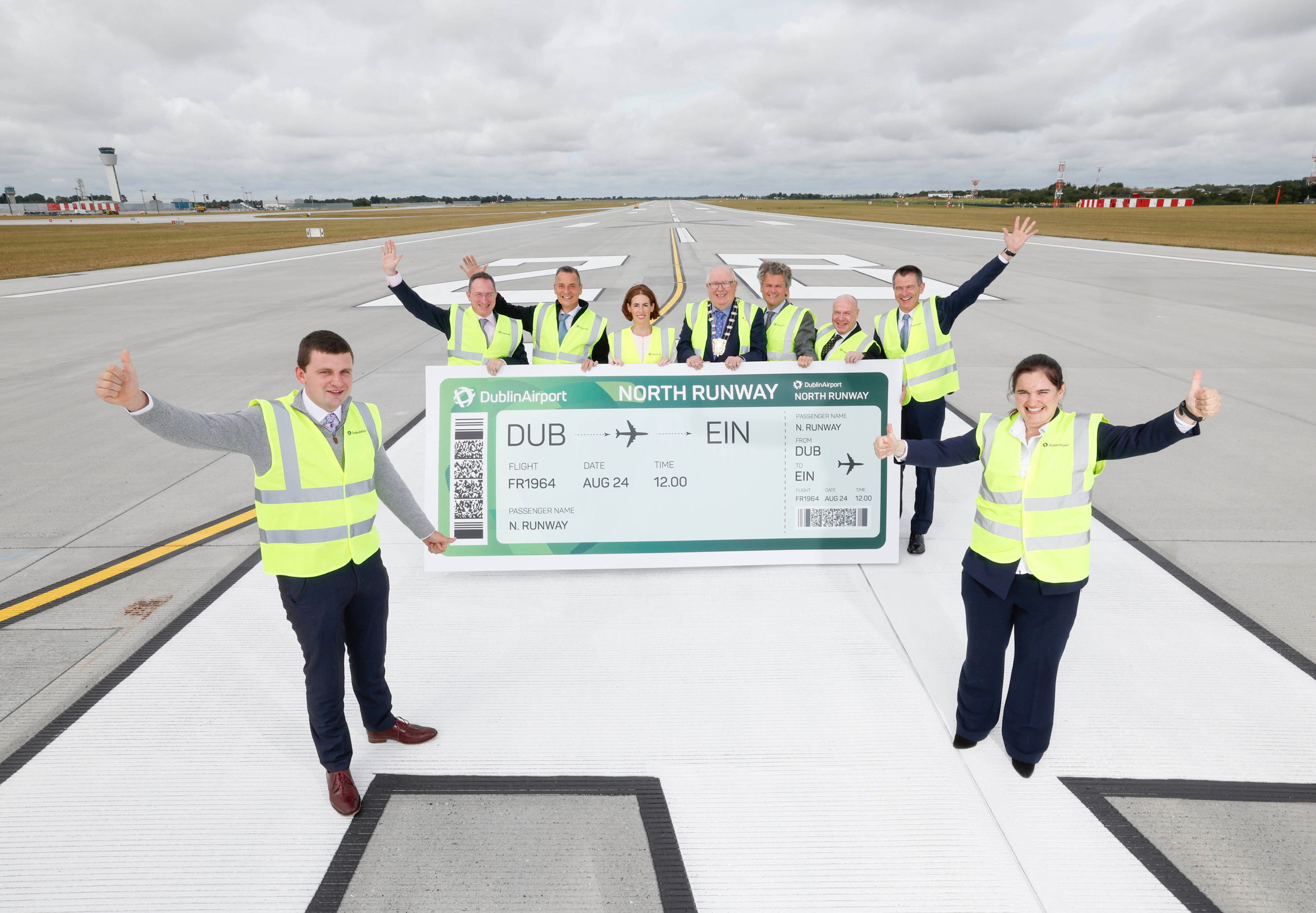 Which airline was the first to use Dublin’s new runway?
