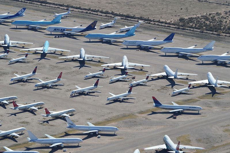 The 10 airports around the world storing the most airliners