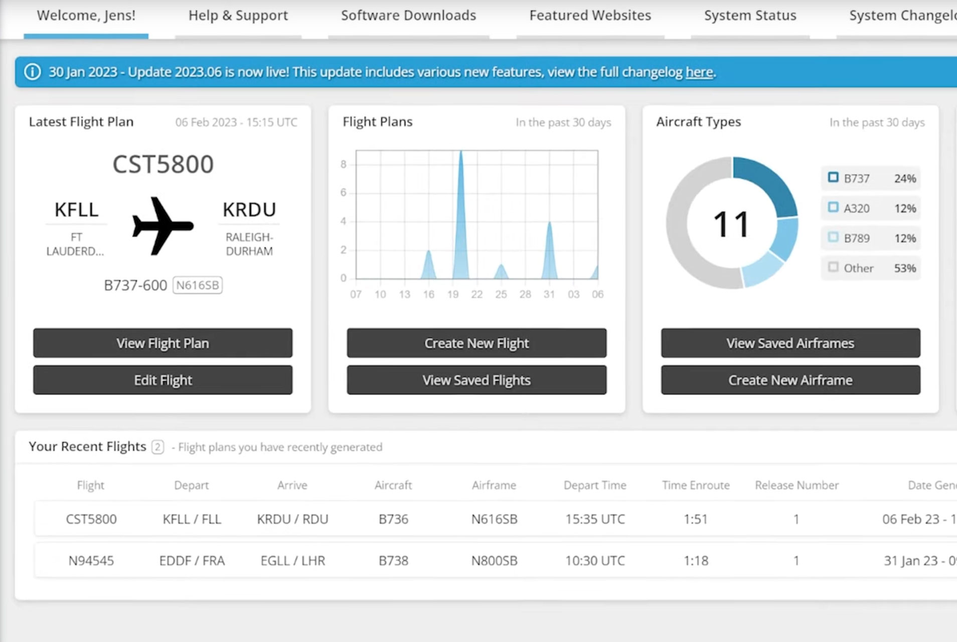 SimBrief dispatch interface updated