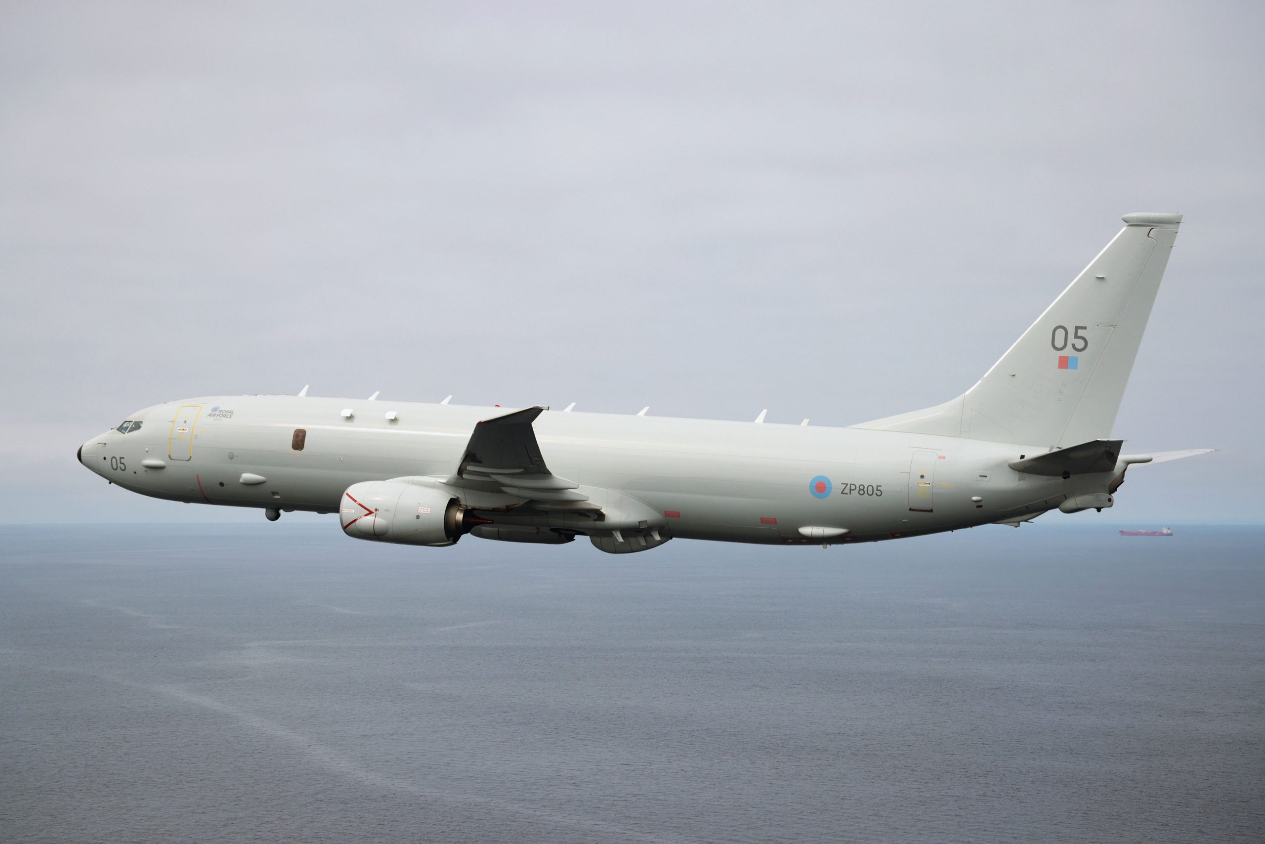 RAF P-8A Poseidon works with Royal Navy warship in the Baltic Sea