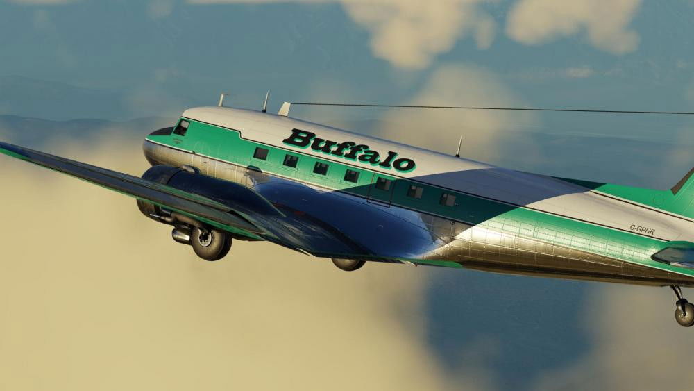 Douglas DC-3 lands in X-Plane