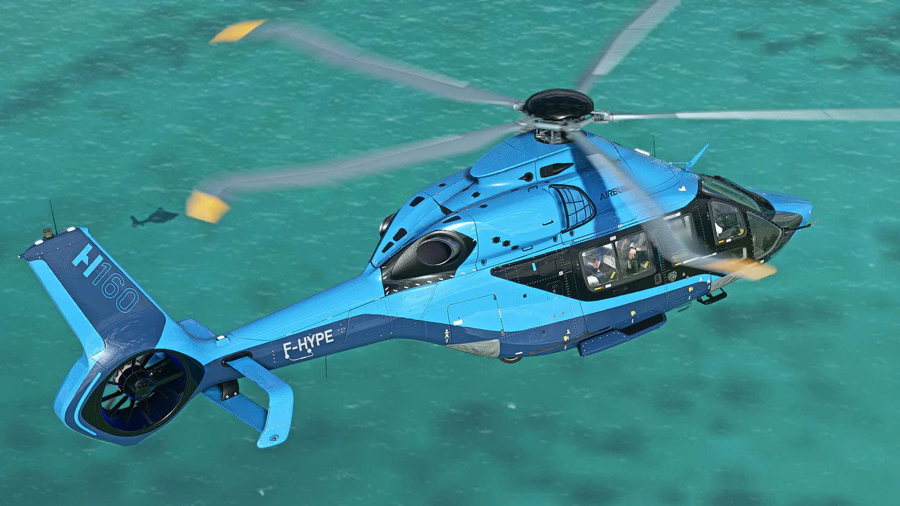H160 helicopter lifts off in Microsoft Flight Simulator