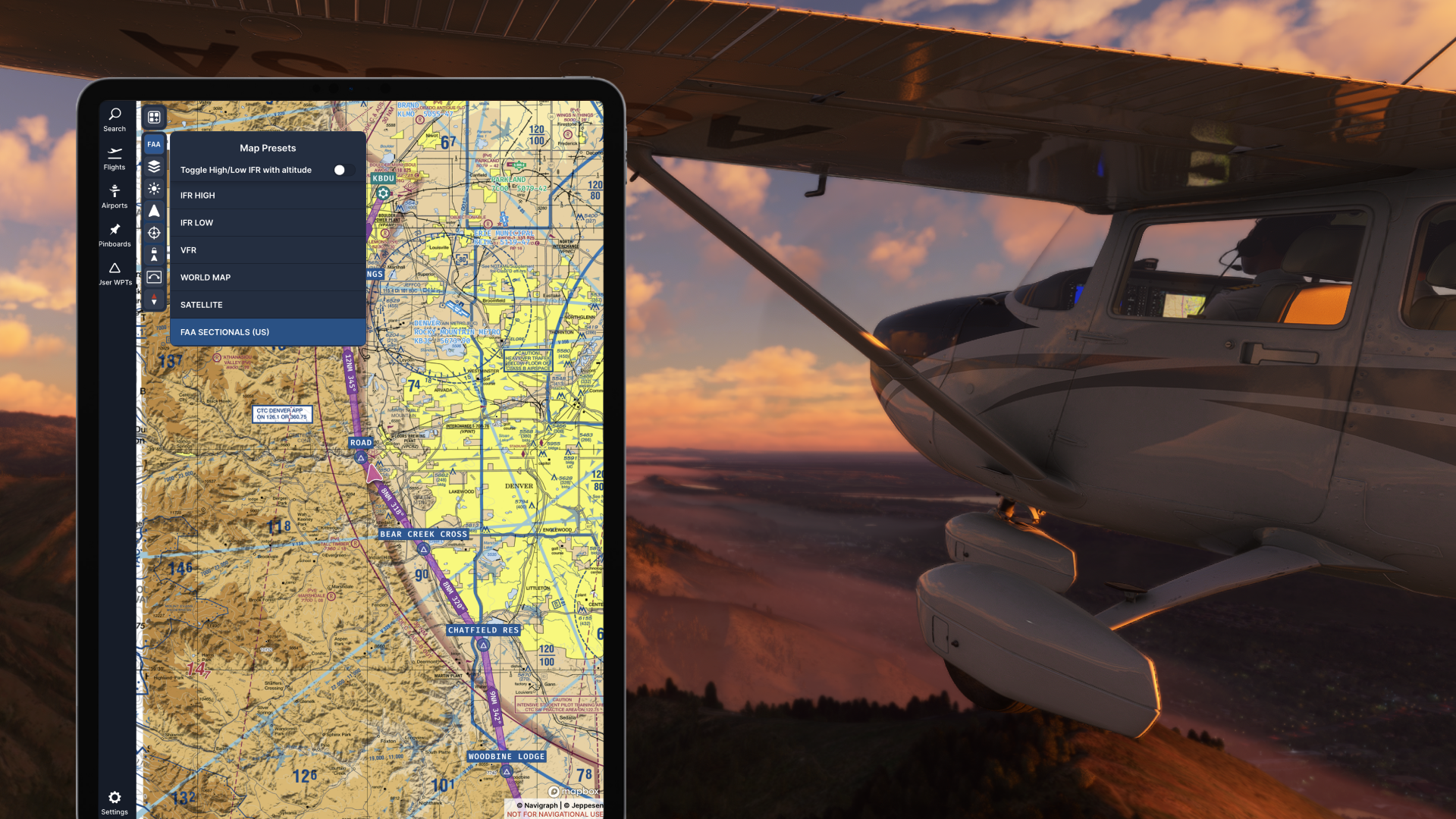 Seccionales de la FAA ahora disponibles en Navigraph Charts