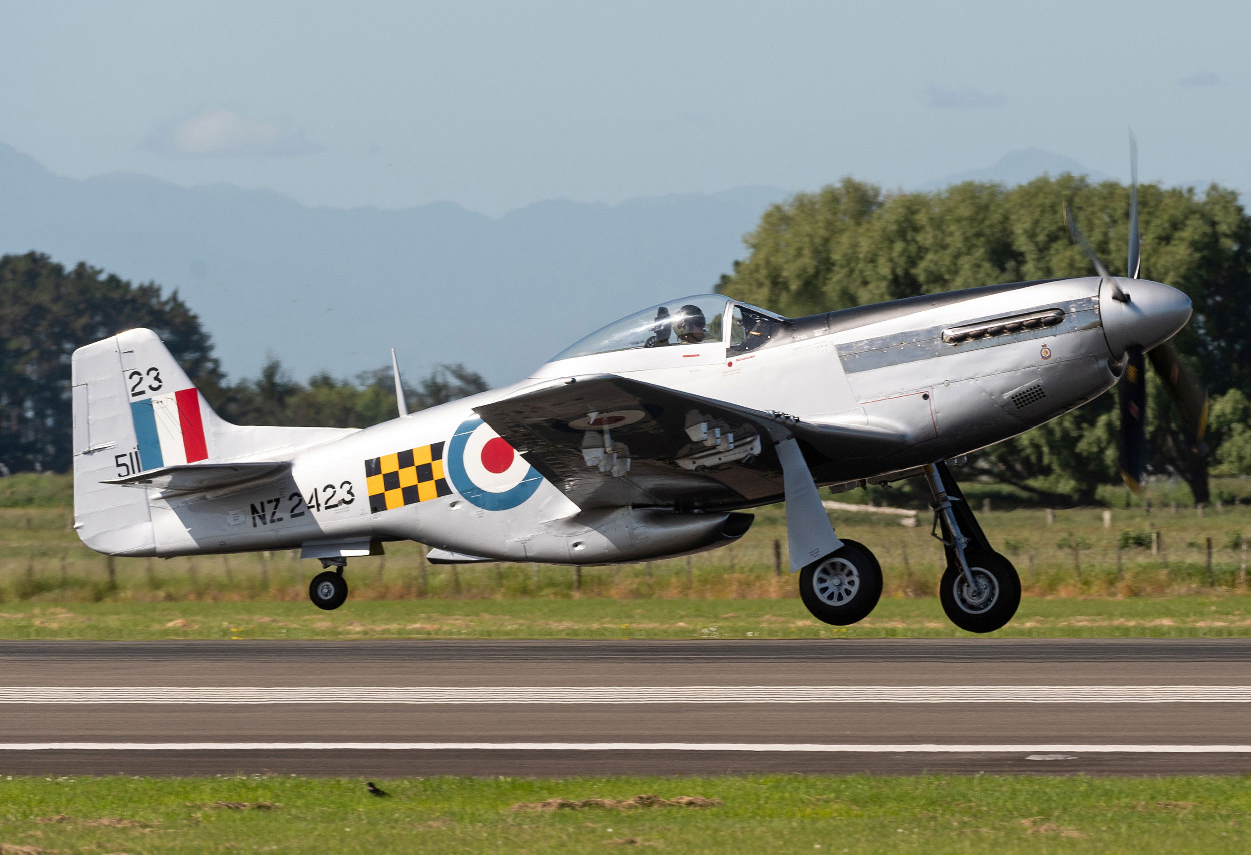 P-51 airborne from its old base, 66 years on