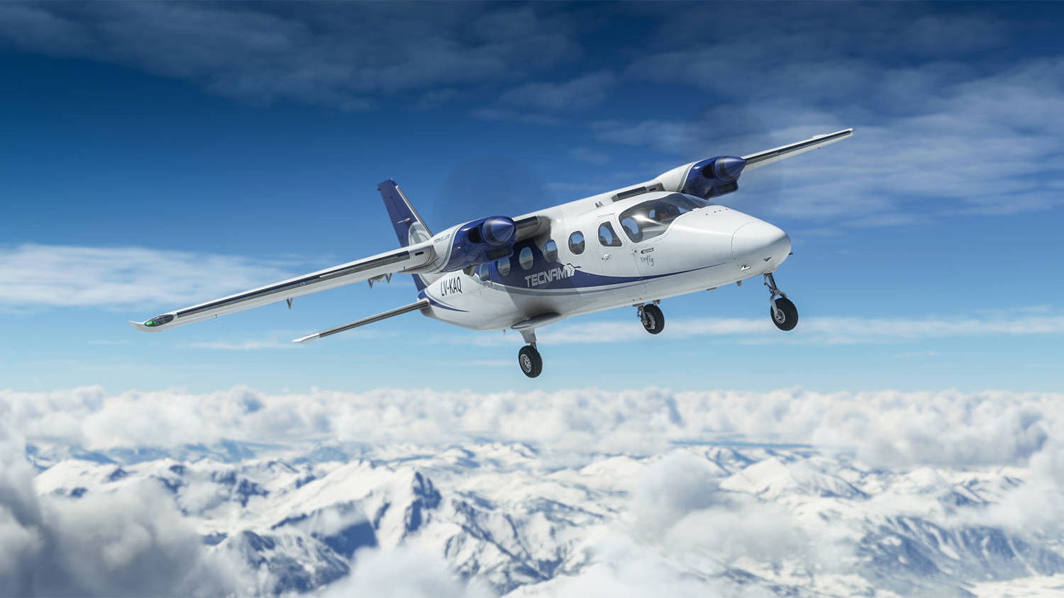 Tecnam P2012 Traveller lifts off in MSFS
