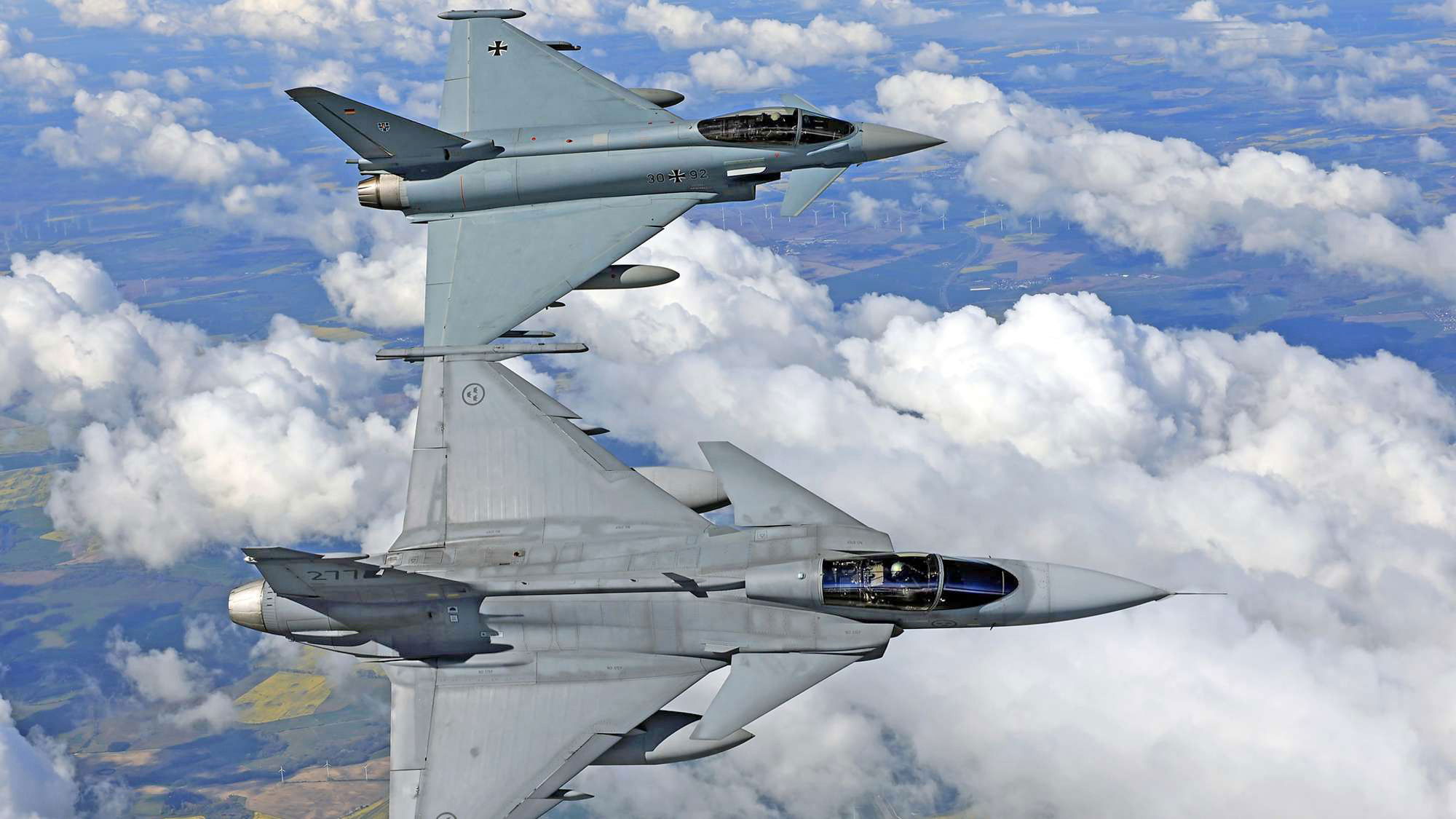 Swedish Gripens and German Eurofighters team up for air combat training