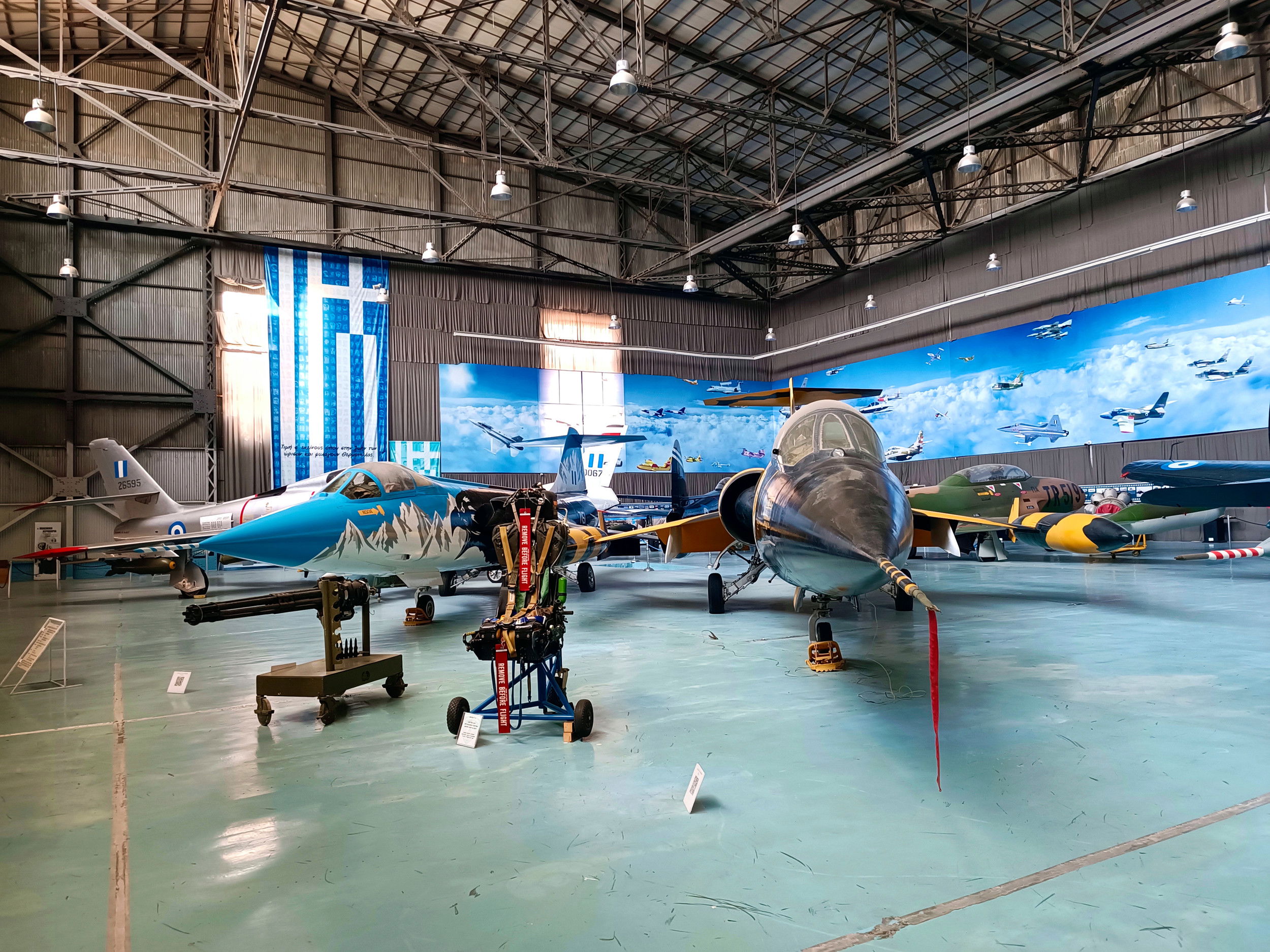 Two F-104 Starfighters and A-7 Corsair II now preserved indoors in Greece