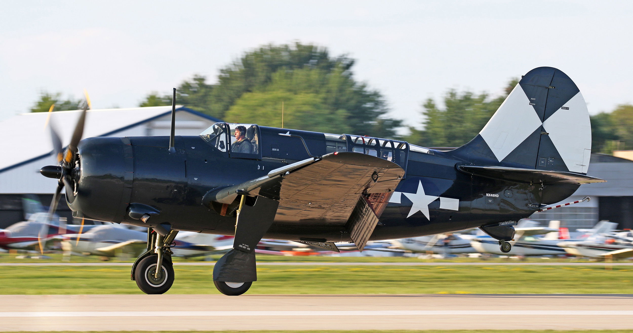 Two Helldivers take to the air