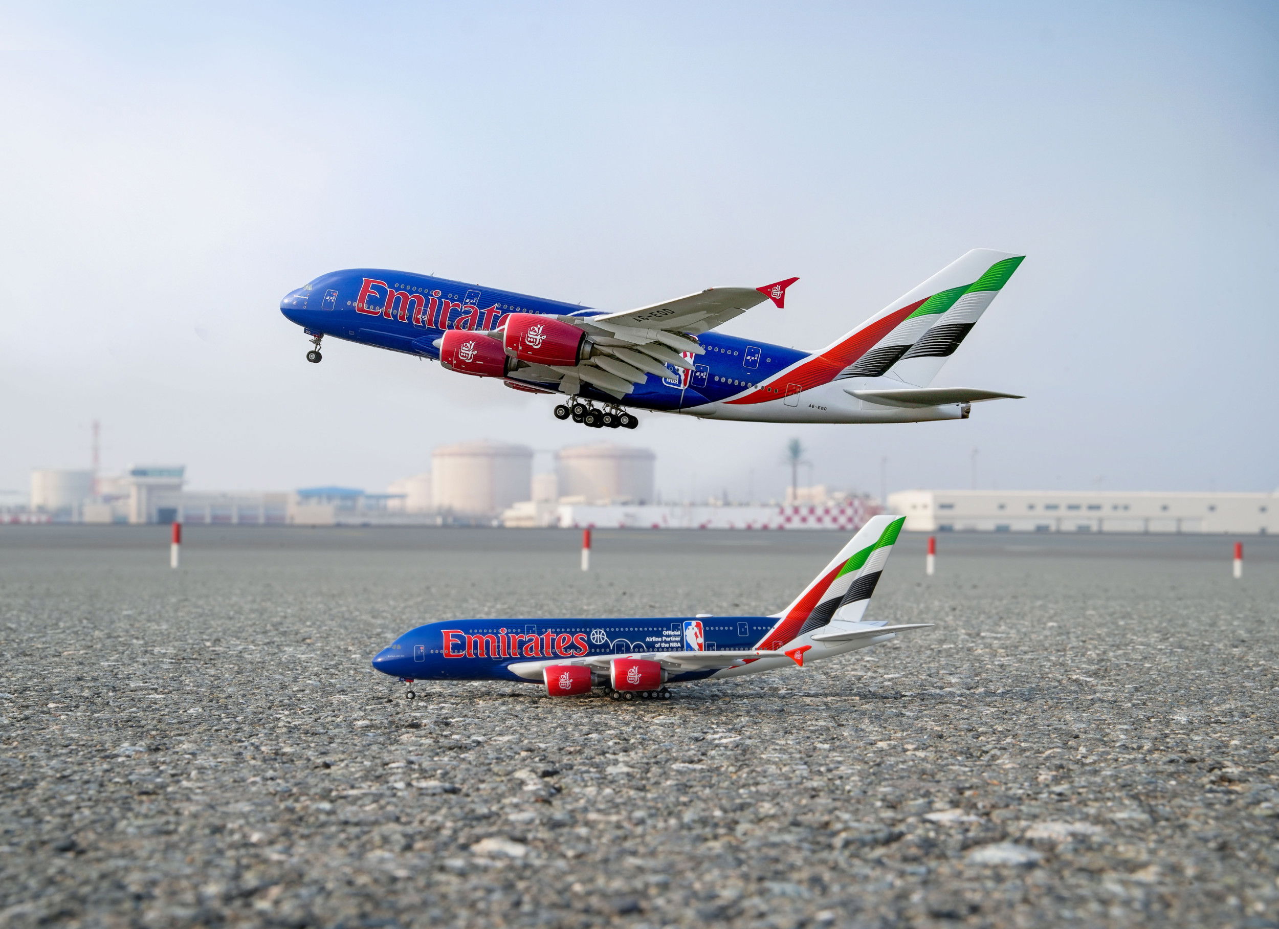 Emirates Airbus A380 in NBA special scheme