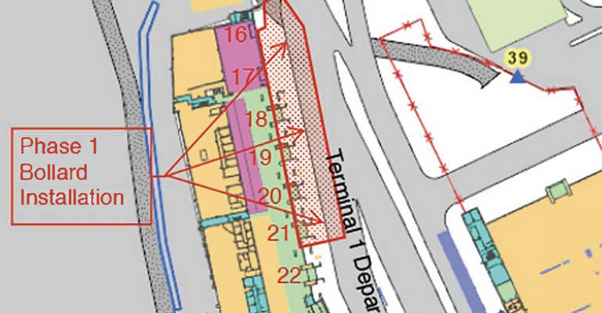 Safety bollards for Las Vegas airport