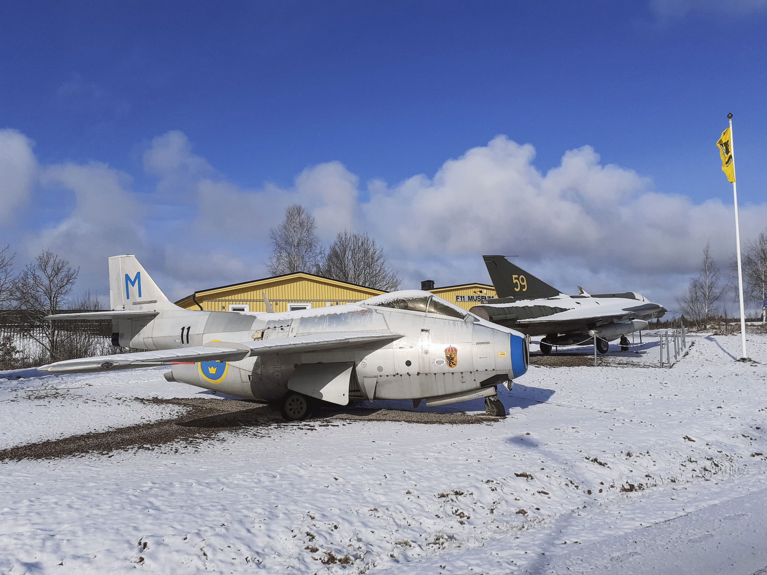 Recce Saab 29 'Flying Barrel'  put on display in Sweden